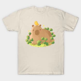 Capybara and bird illustration T-Shirt
